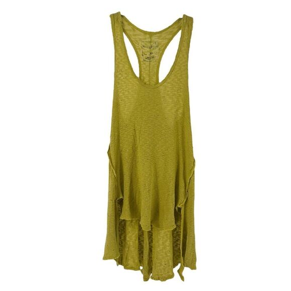 We The Free Tank Top Yellow Bohemian Scoop Neck Oversized XS Free People Beachy - Picture 1 of 10